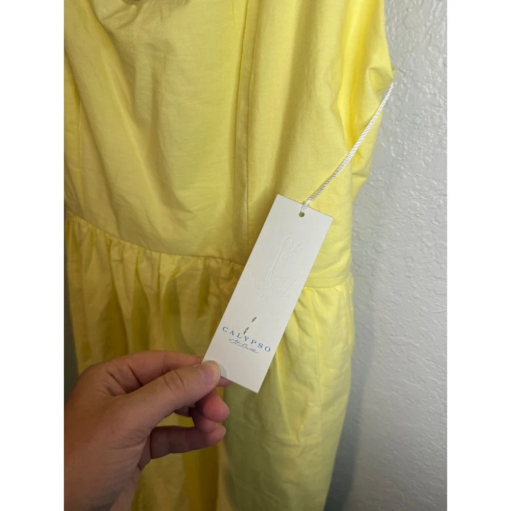 Calypso St. Barth Yellow Eyelet Dress Sleeveless Maxi with Pockets - Picture 6 of 10